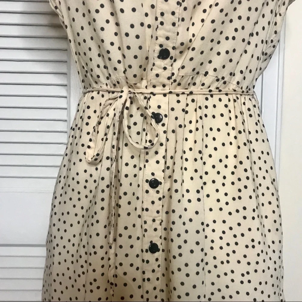 Beige Shirt Dress w/ Black Polka Dots by H&M - Picture 3 of 4